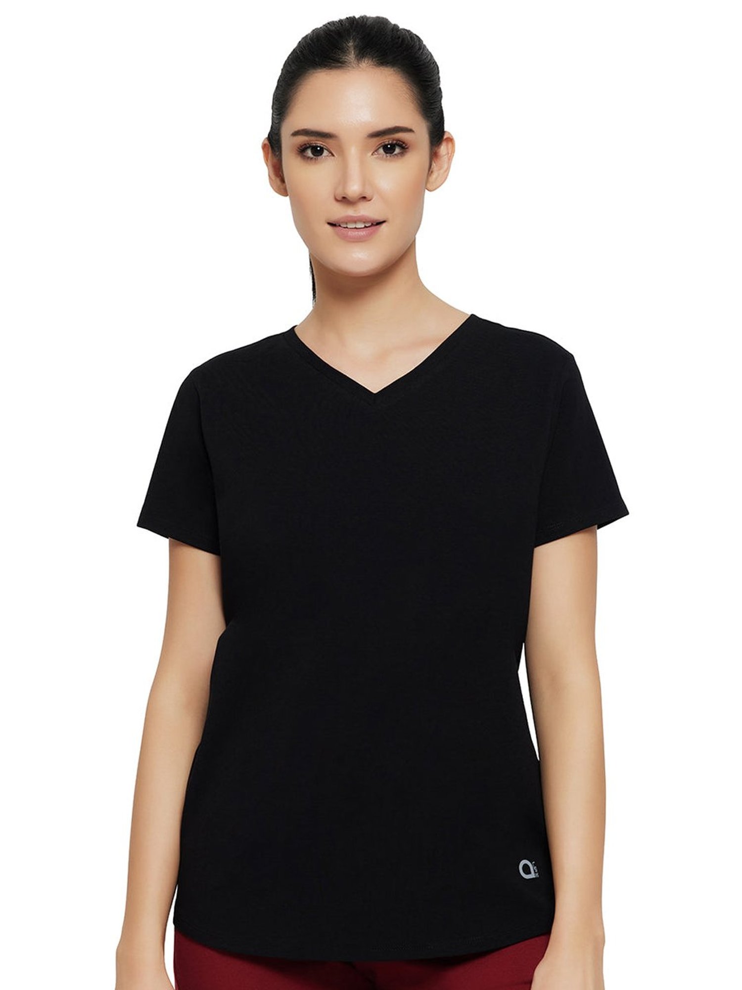 Amante Black Cotton Sports T-Shirt