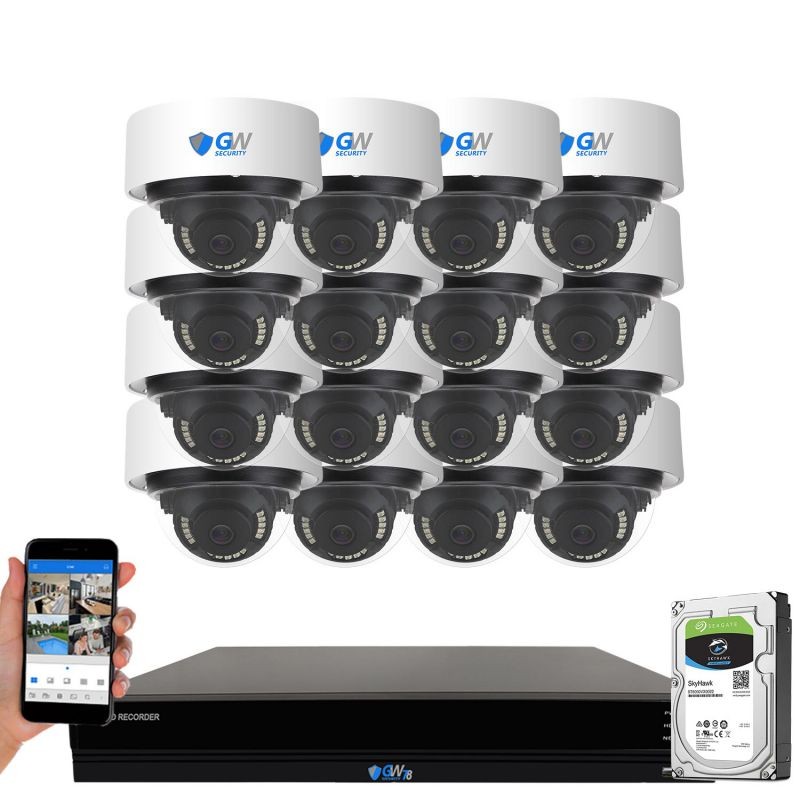 GW Security 8 Channel Smart AI Ultra HD 4K (8MP) Video & Audio Color Night Vision Security Camera System (8 Cameras)