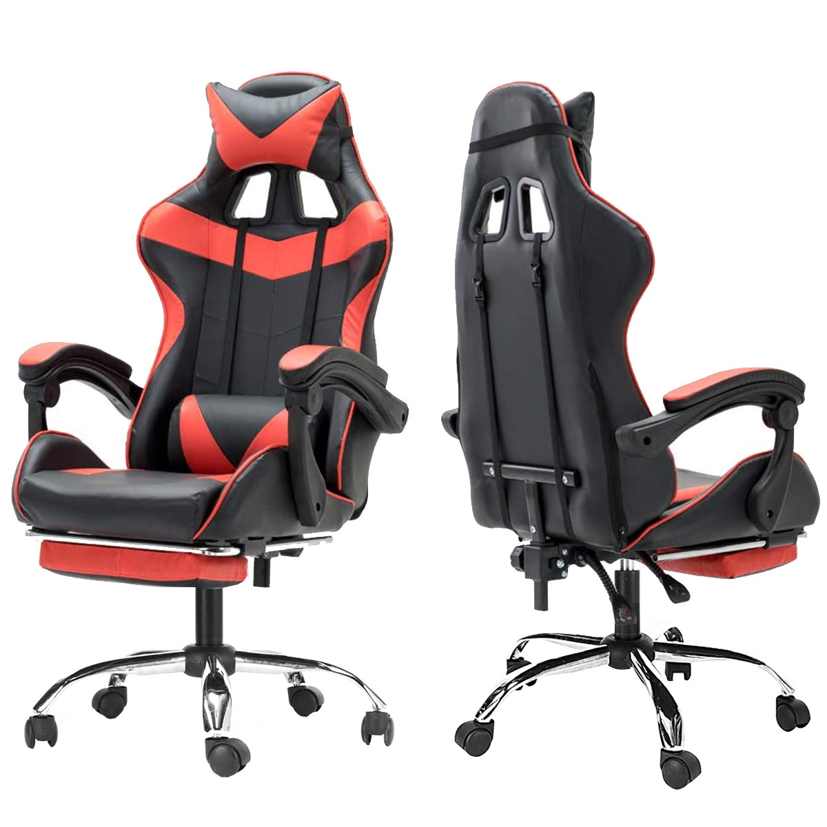 Leather Home Office Gaming Chair High Back Swivel Recliner Seat with Footrest