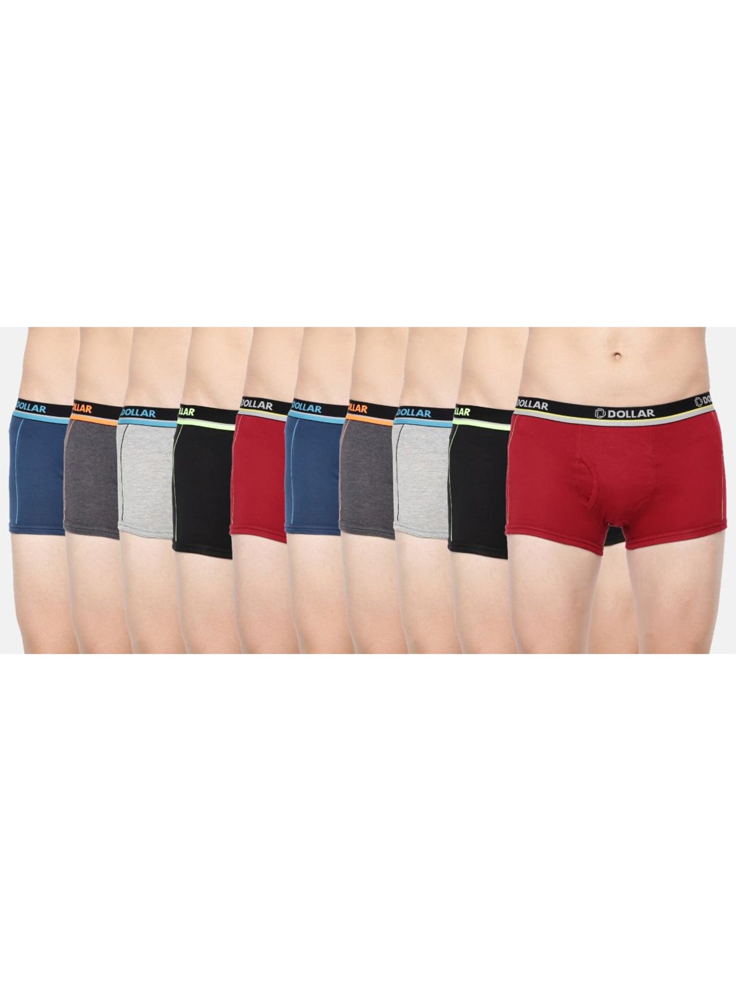 Dollar Bigboss Multicolored Cotton Regular Fit Trunks (Pack of 10)