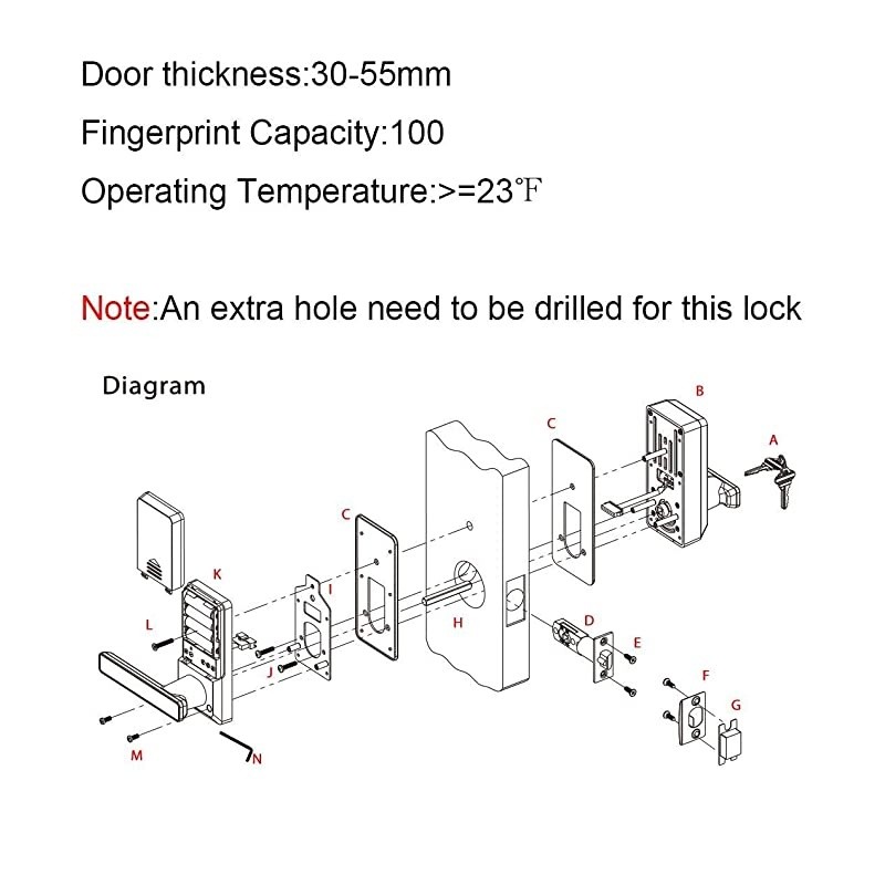 Biometric Door Lock Fingerprint Lock with Bluetooth, Keyless Entry Door Lock with Smart Phone