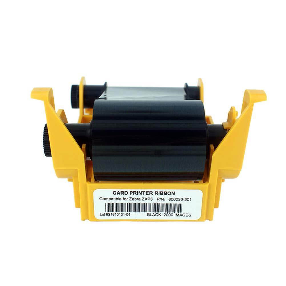 800033-301 Black Monochrome Ribbon, ZXP3 Ribbon, Resin Black Ribbon for Zebra ZXP Series 3 ZXP3 Card Printers, 2000 Images