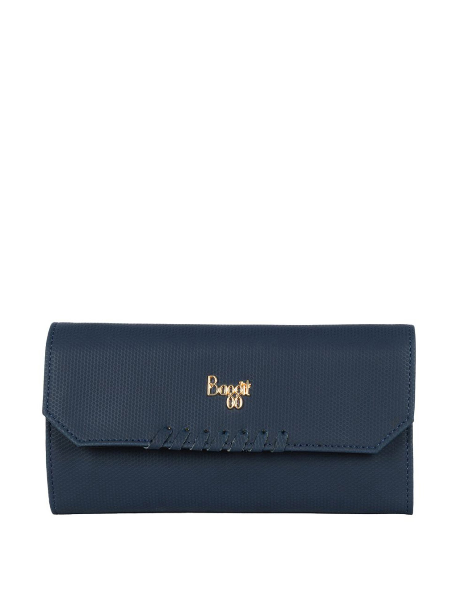 Baggit Navy Solid Tri-Fold Wallet for Women