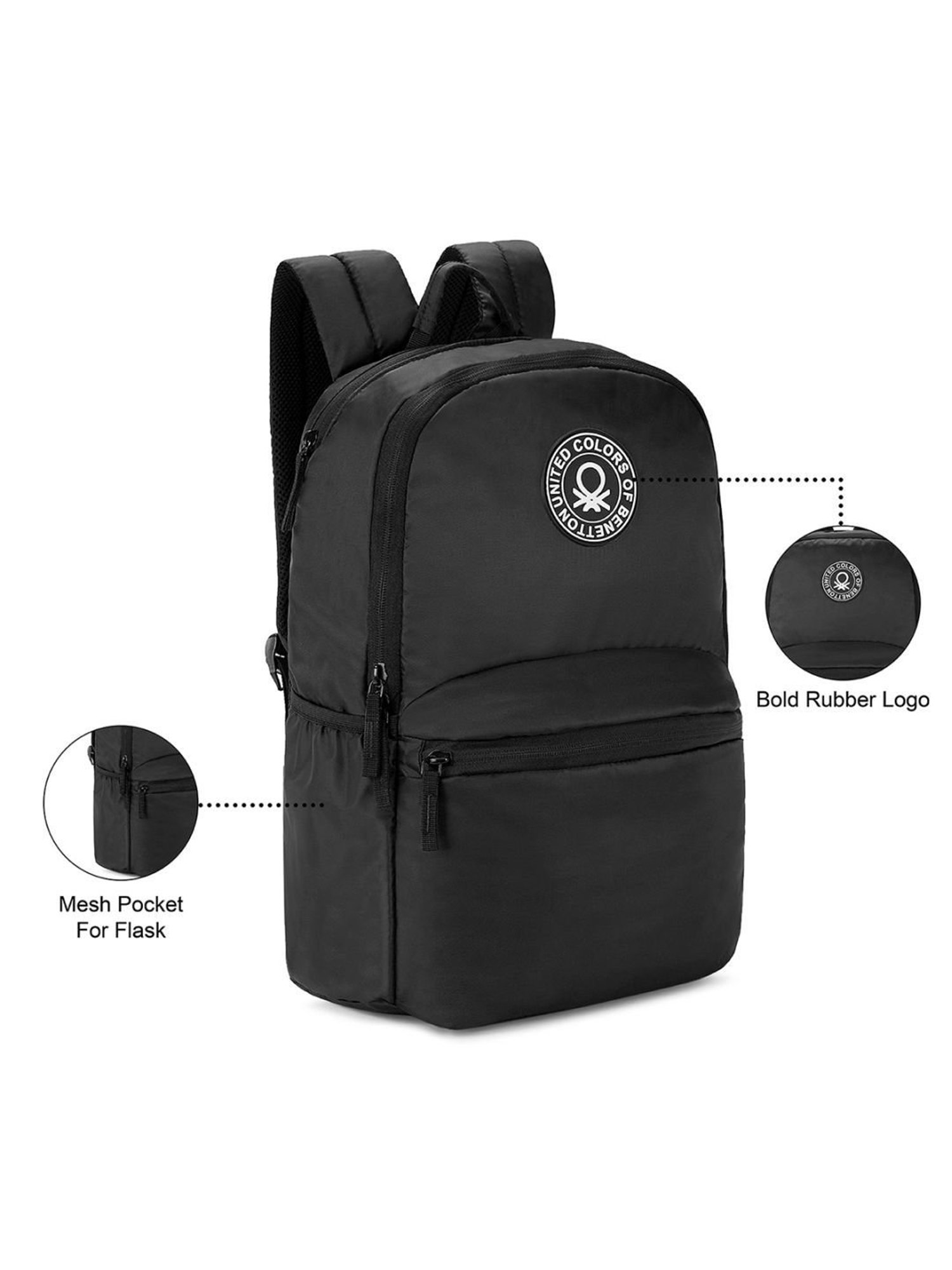 United Colors of Benetton Max 18 Ltrs Black Medium Laptop Backpack