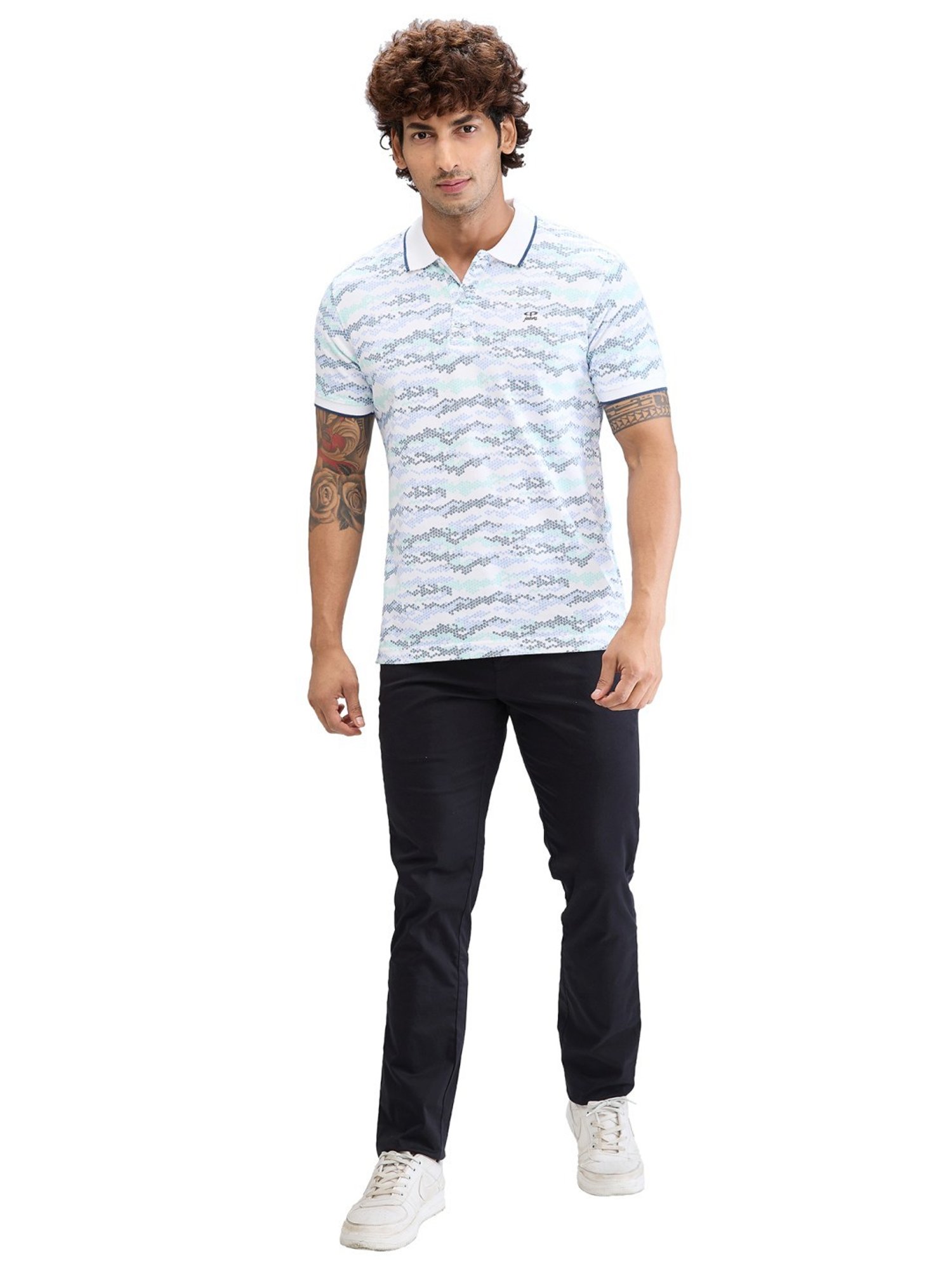 Colorplus White Regular Fit Printed Polo T-Shirt