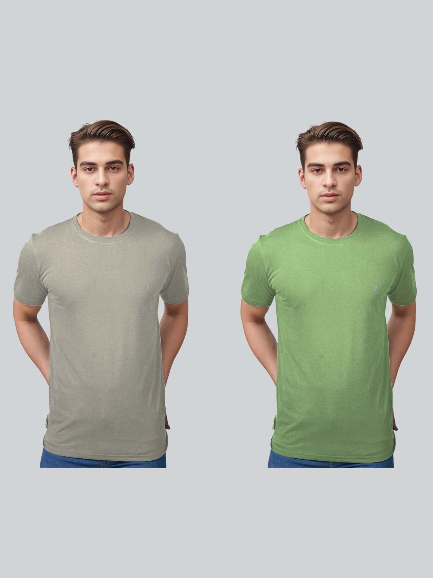 Lux Nitro Grey & Green Regular Fit T-Shirt