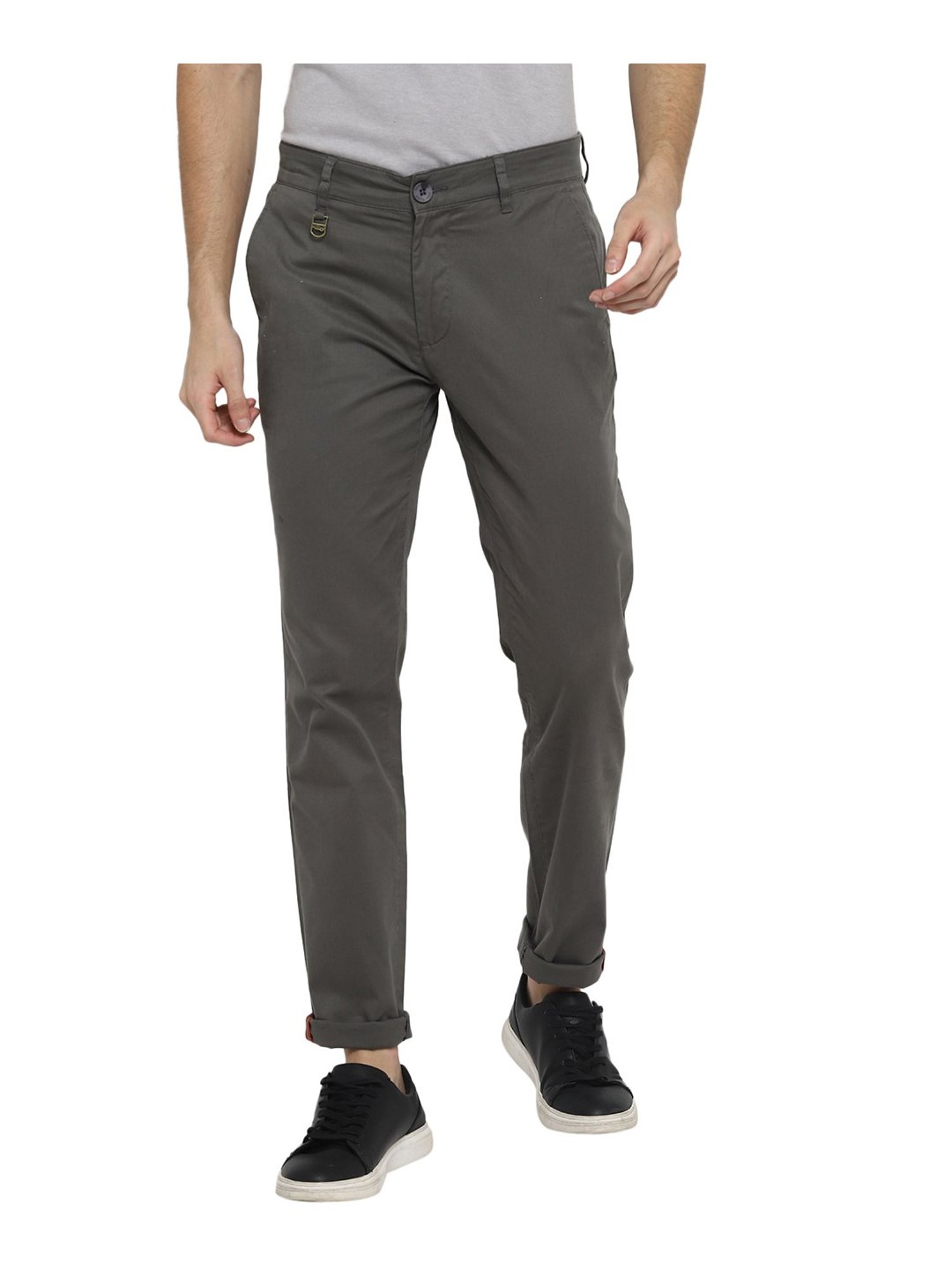Red Chief Grey Regular Fit Flat Front Trousers