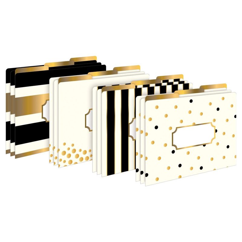 Barker Creek 12 Letter-Size File Folders & 30 Adhesive Pockets Set - Gold