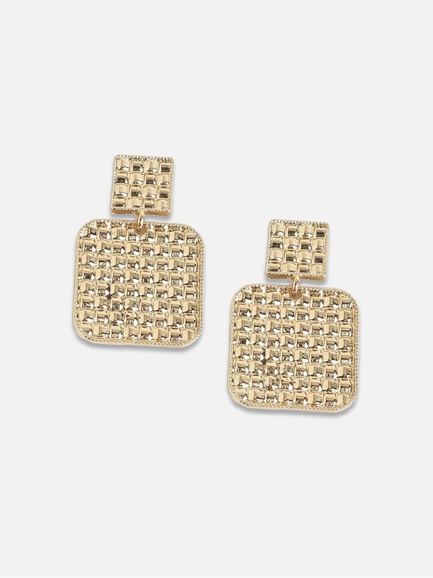 Sohi Women's Metallic Mosiac Drop Earrings  Champayne Gold