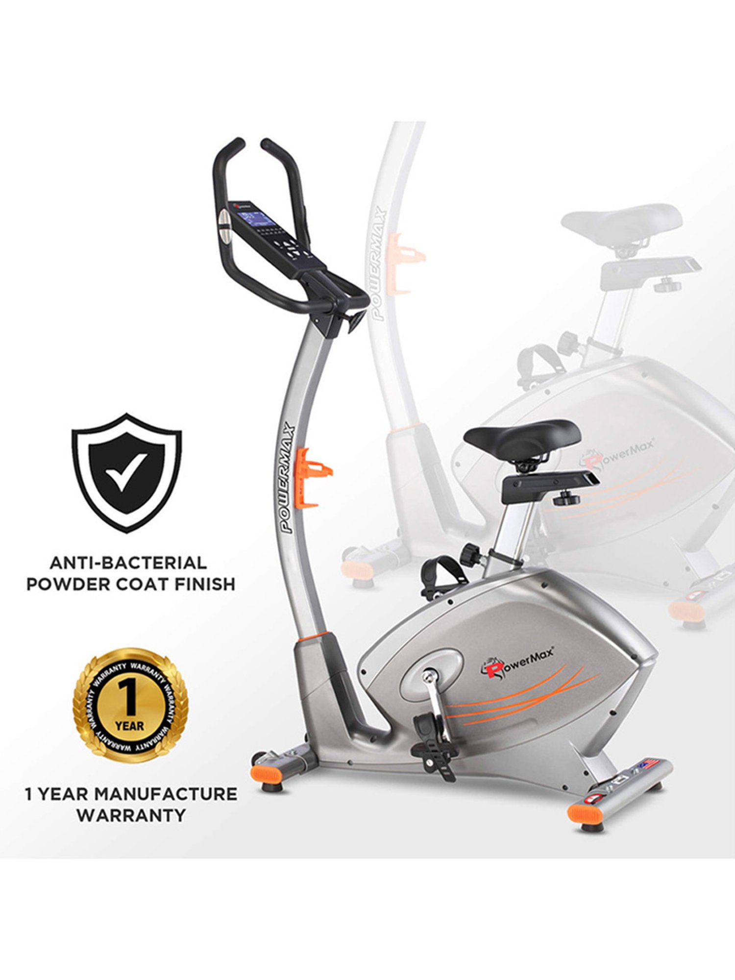 PowerMax Fitness BU-750 Upright Bike (Silver)