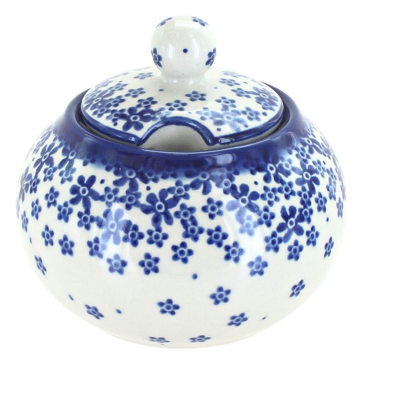 Blue Rose Polish Pottery Fleurette Large Sugar Bowl