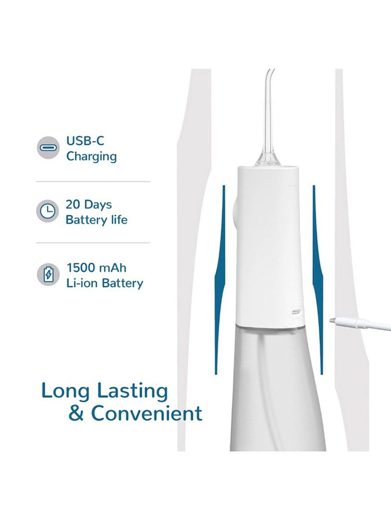 Caresmith Neo Cordless Oral Flosser 24 Pressure Settings with 5 Modes & 6 Intensities (White)