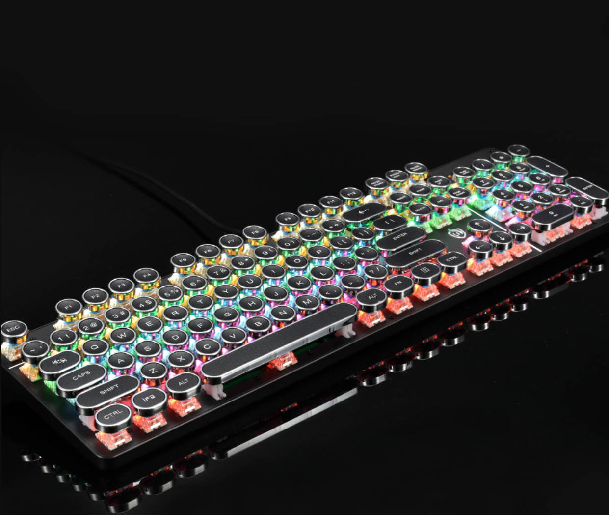 Mechanical Gaming Keyboard with RGB Backlit Blue Switch 104 Keys Anti-Ghosting Mechanical Gaming Keyboard, Retro Keycaps Light Up Keyboard, Metal Panel Wired USB for PC and Laptop