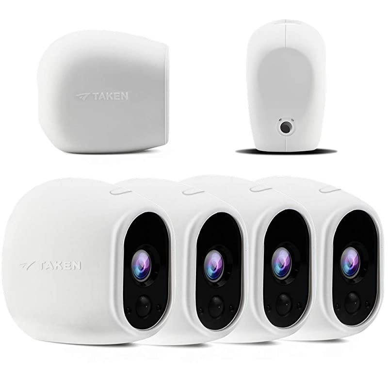 Skins Compatible for Arlo Security Cameras Taken Protective Cover Case for Arlo HD Wireless Camera for Netgear Accessories 4 Pack White