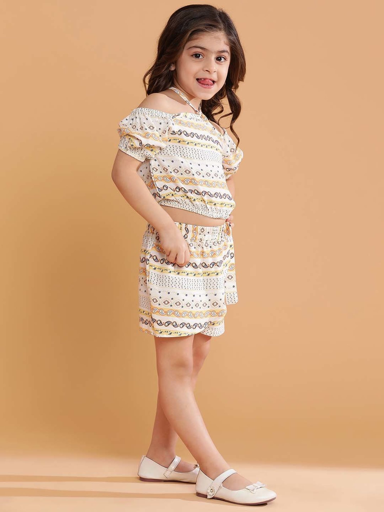 Mothercare Kids White & Yellow Cotton Printed Top Set