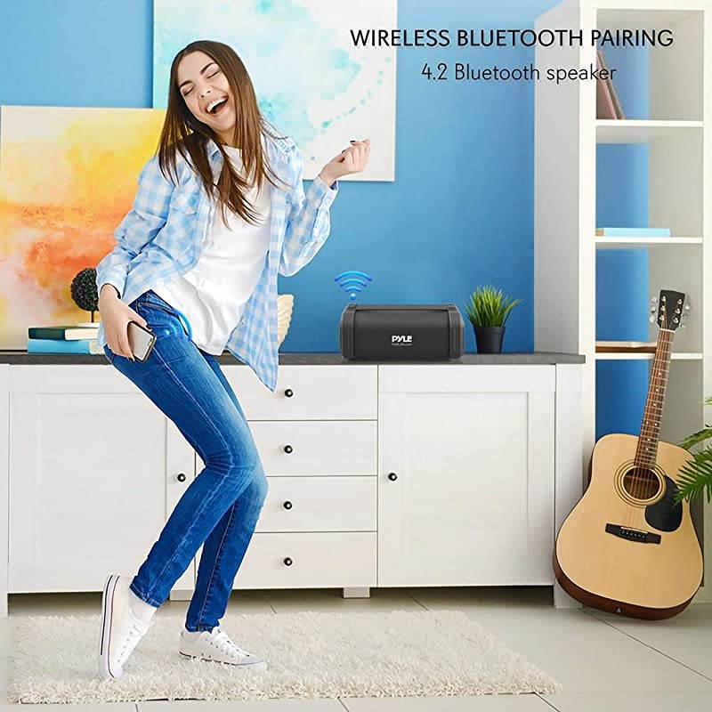 Wireless Portable Bluetooth Speaker150 Watt Power Rugged Compact Audio Sound Box Stereo System with Rechargeable Battery 35mm AUX Input Jack FM Radio Micro SD and USB ReaderPBMSQG9 Black