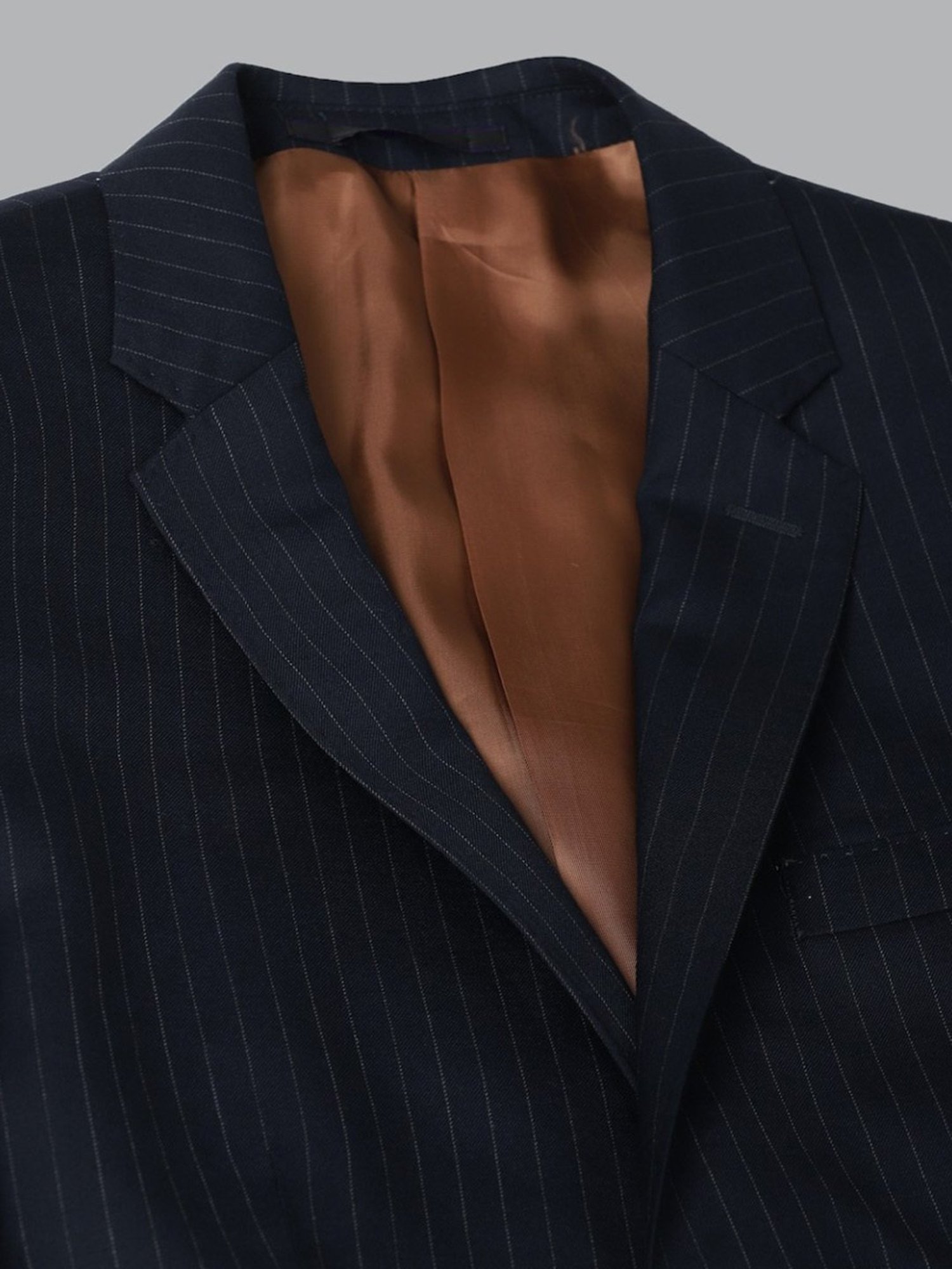 Luxure By Louis Philippe Navy Slim Fit Striped Two Piece Suit