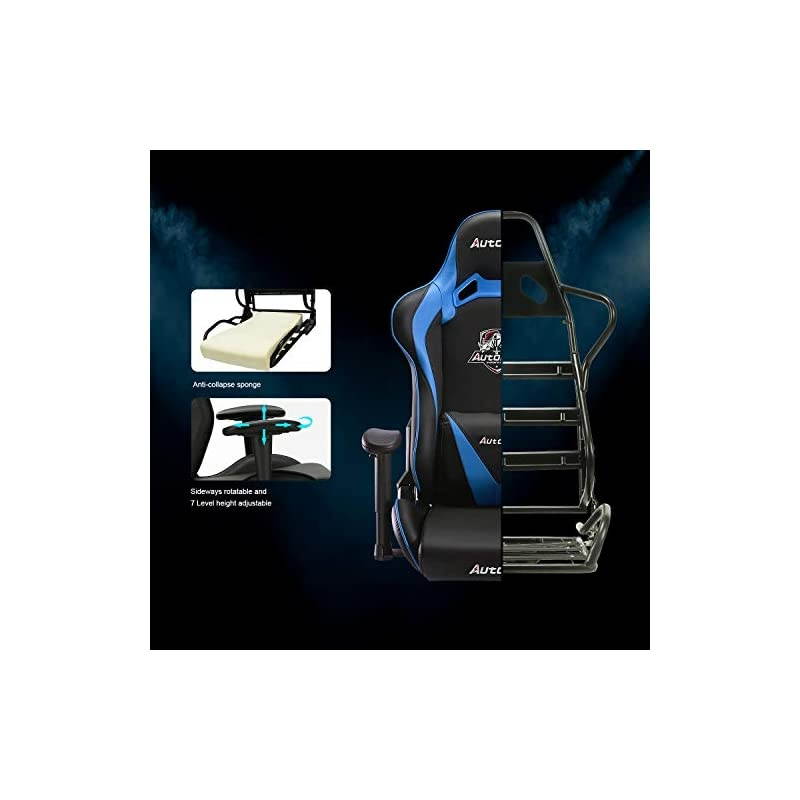 Gaming Chair Racing Office Ergonomic High-Back Computer Chair PU Leather Desk Chair with Headrest and Lumbar Support E-Sports Swivel Chair, Blue