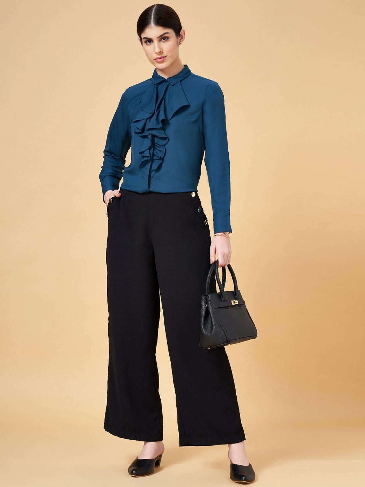 Annabelle by Pantaloons Teal Blue Full Sleeves Top