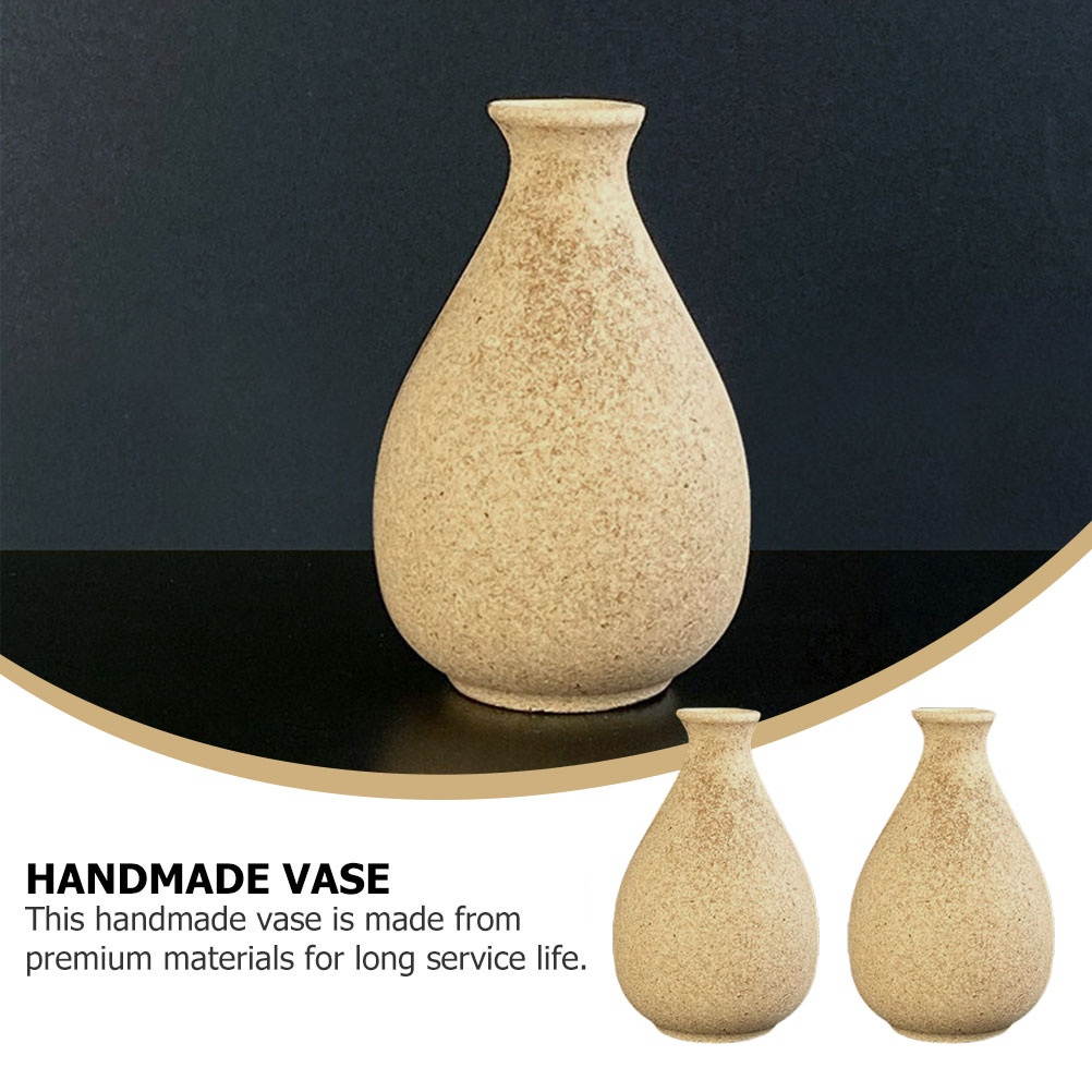 2Pcs Handmade Vases Adorable Wood Flower Vases Unique DIY Wood Vases (Khaki)