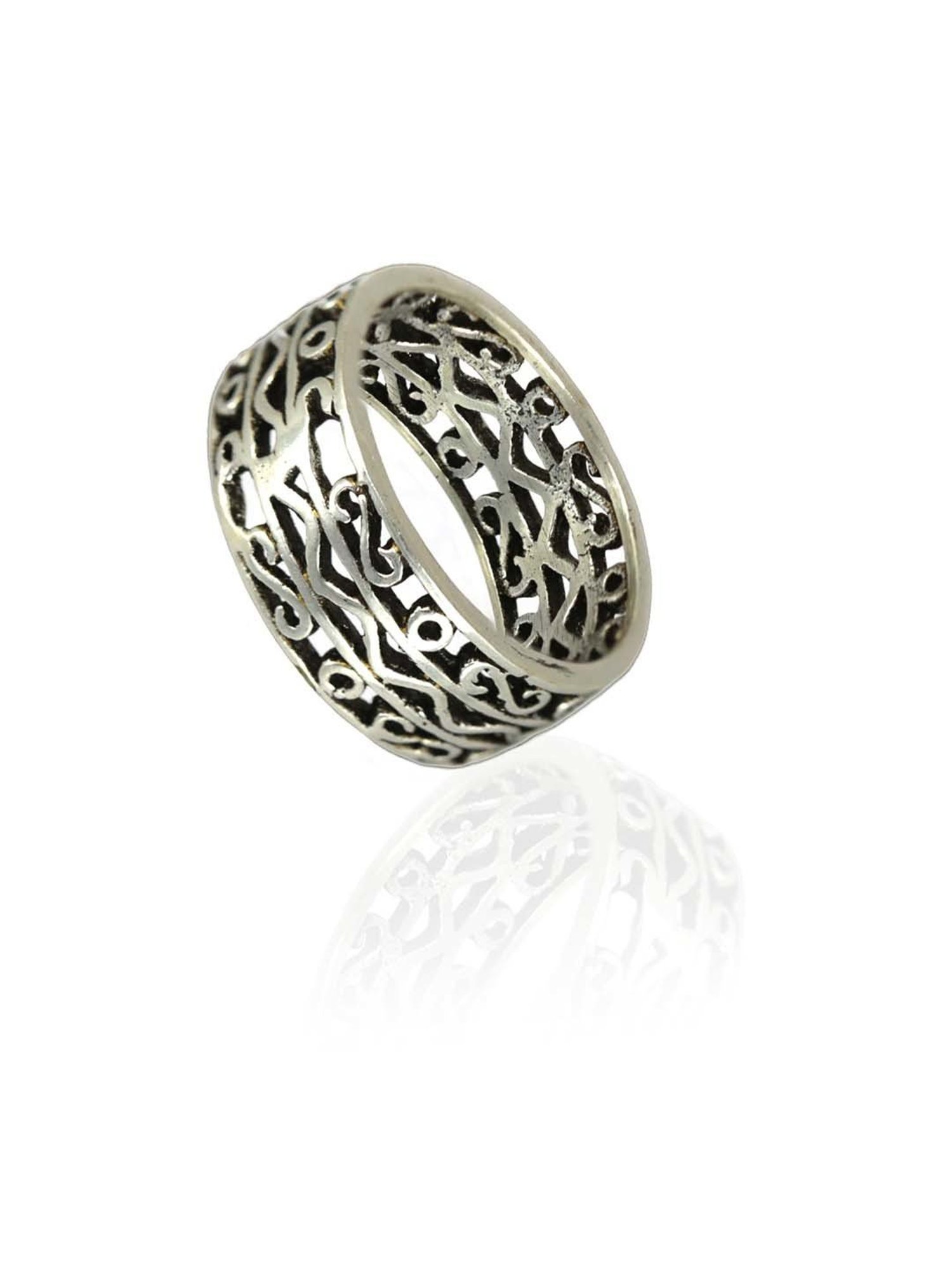 Bold by Priyaasi Wave Band Silver-Plated Ring for Men