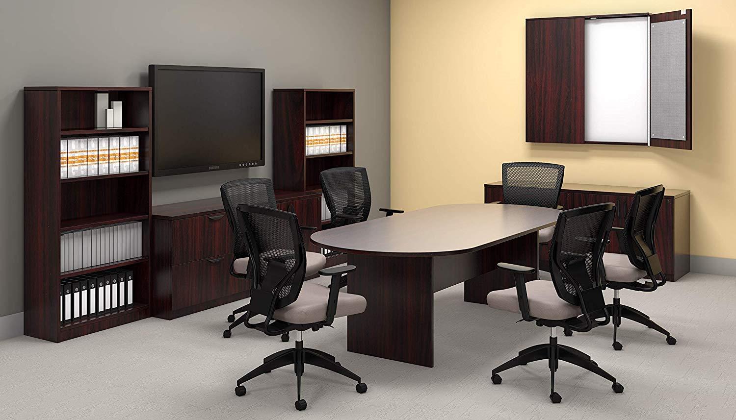 GOF 6FT Conference Table (Mahogany) Set with Multifunctional Ergonomic Conference Task Chair (4XG10902B)