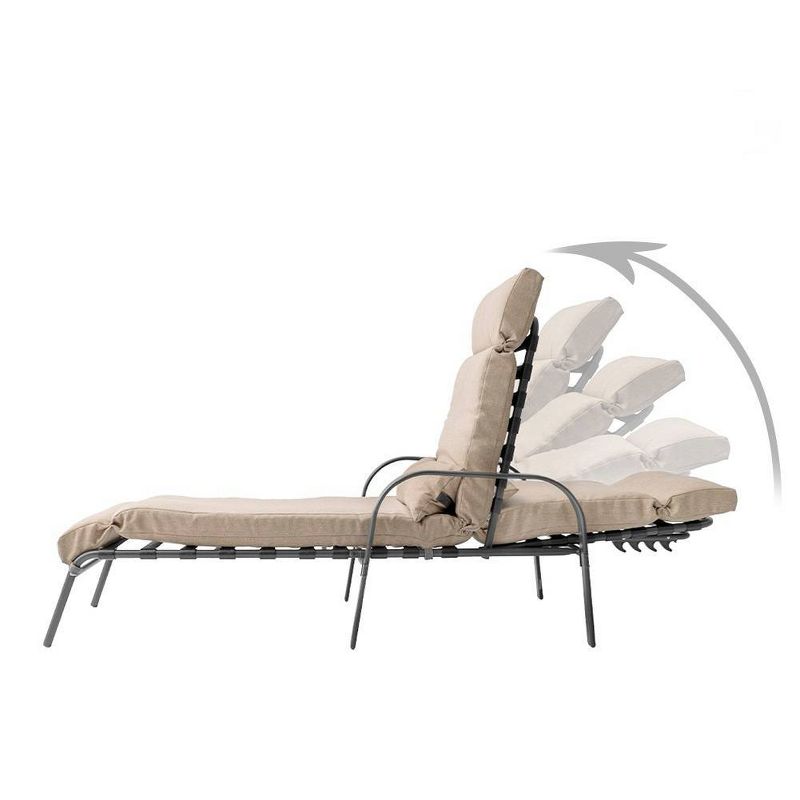 Adjustable Chaise Lounge Chair with Cushion & Pillow - Tan - Crestlive Products