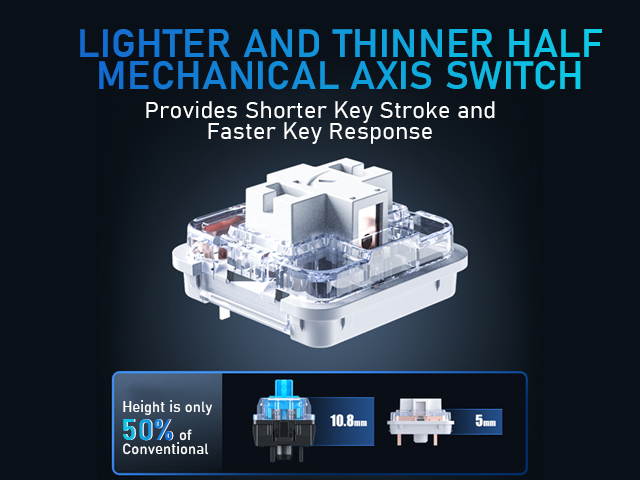 AULA F2090 Mechanical Gaming Keyboard Ultra-thin 104 Keys with 3 Modes(wired+2.4G+bluetooth) Easy-Switch Suitable for PC/MAC/I0S/ Android /Windows