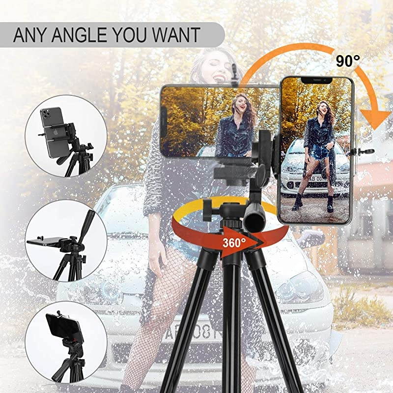 Phone Tripod, 40&lsquo;&rsquo; Phone Tripod with 3-Way Head, Lightweight Aluminum Tripod with Wireless Remote Control Camera Shutter for iPhone 11 Pro Max, 11 Pro, Xs, Max, Xr, X, Pixel 3, XL, Android Note