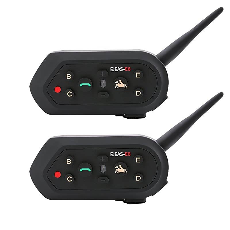 E6 Bluetooth Motorcycle Helmet Intercom Headset 1200M Motorbike Interphone Headphone 6 Riders System for Riding1pcs