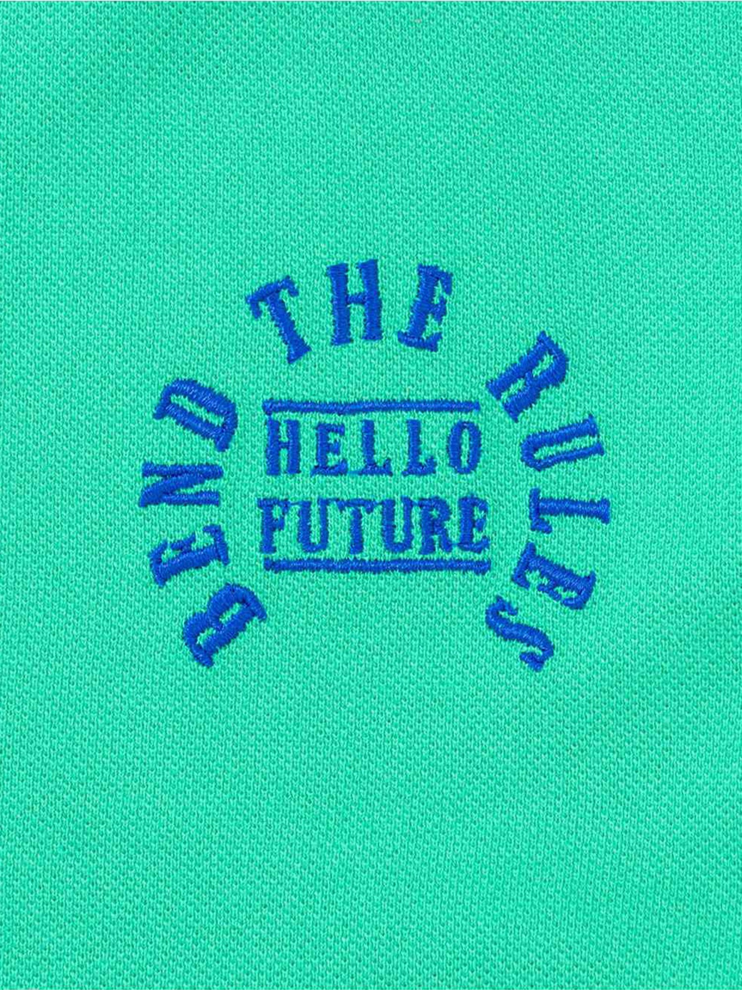 Edheads Kids Green & Blue Cotton Embroidered Polo T-Shirt