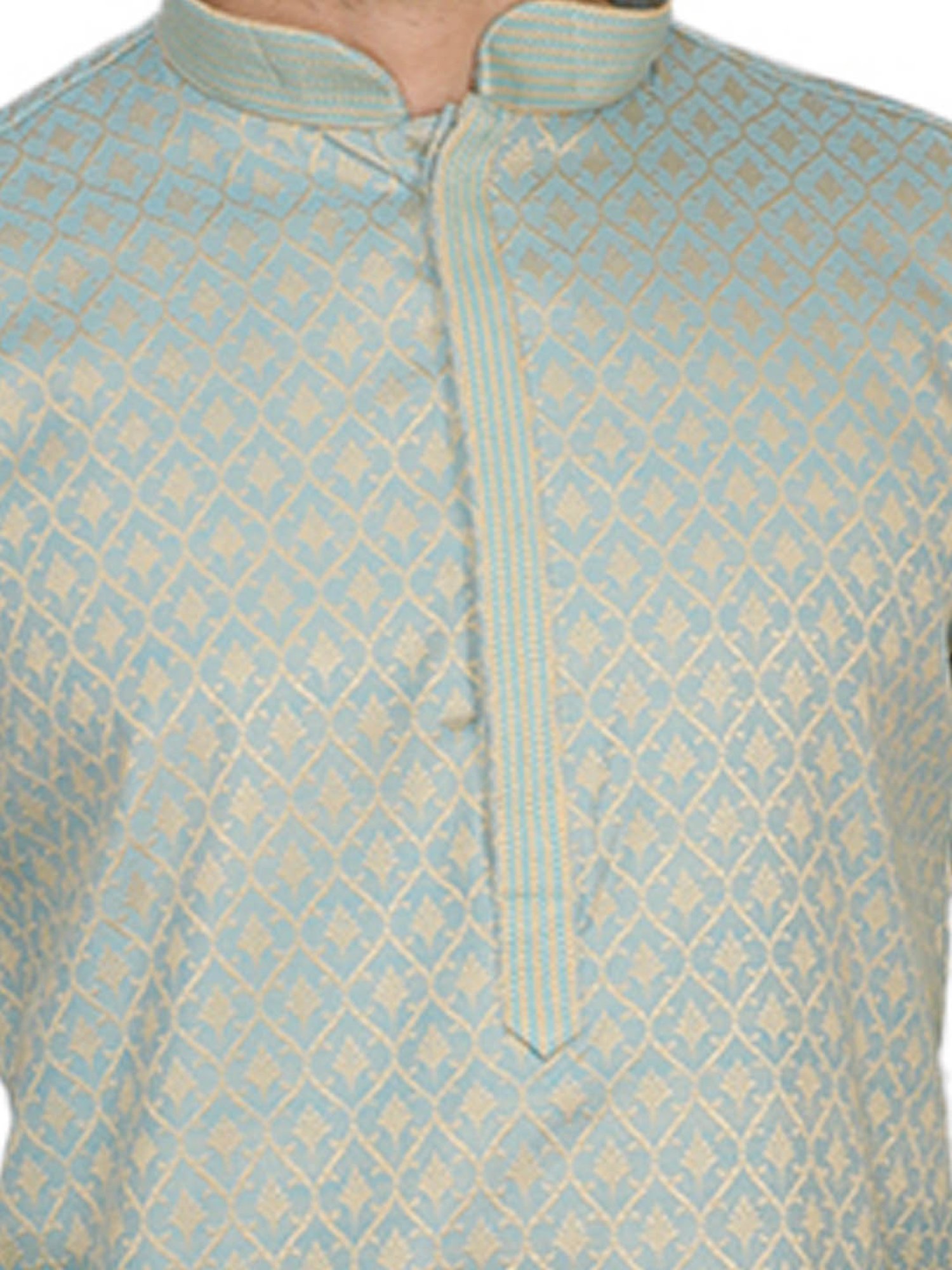 Manyavar Green & Beige Printed Kurta with Churidar Set