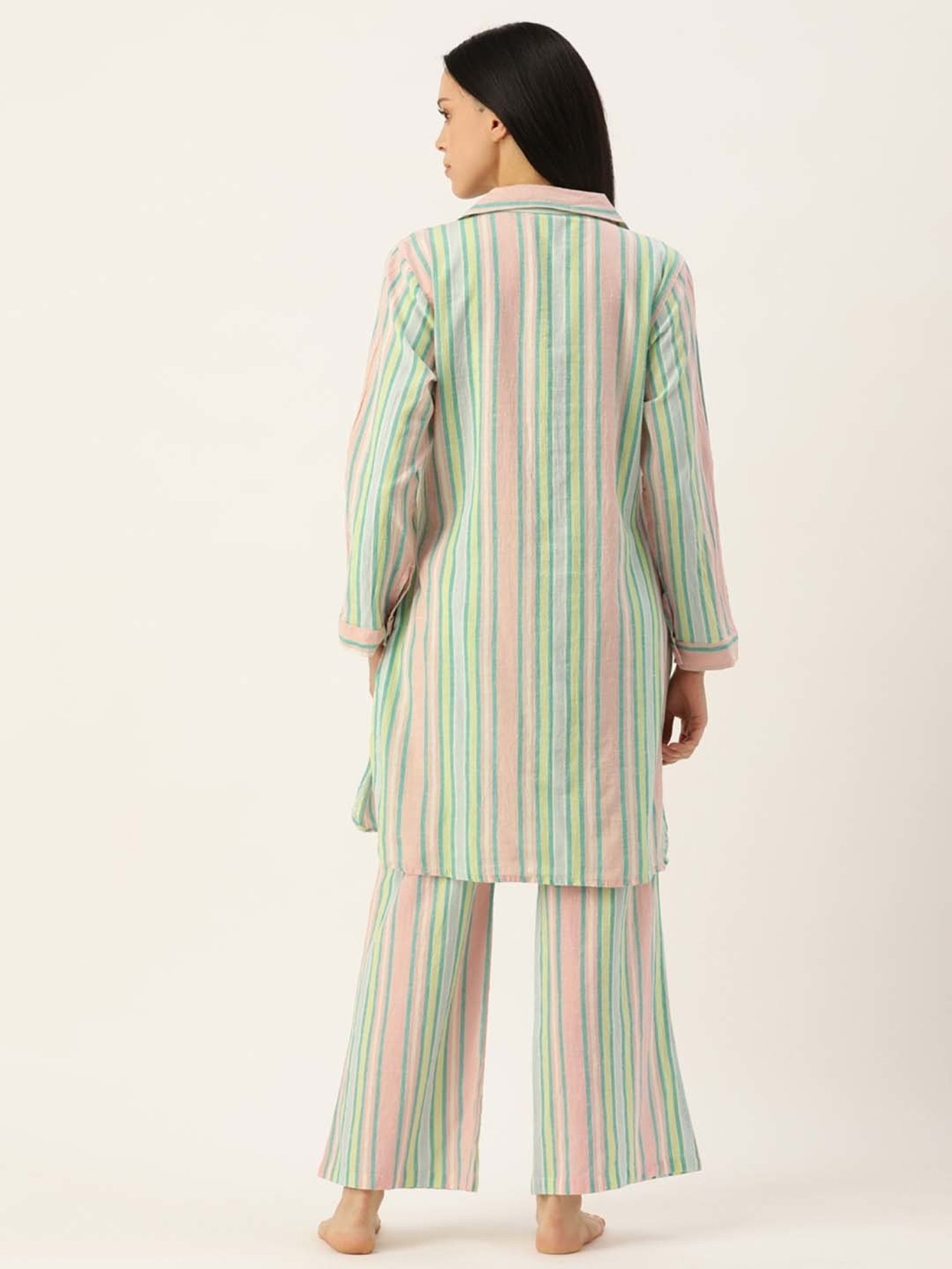 Clt.s Multicolored Cotton Striped Kurta Palazzo Set