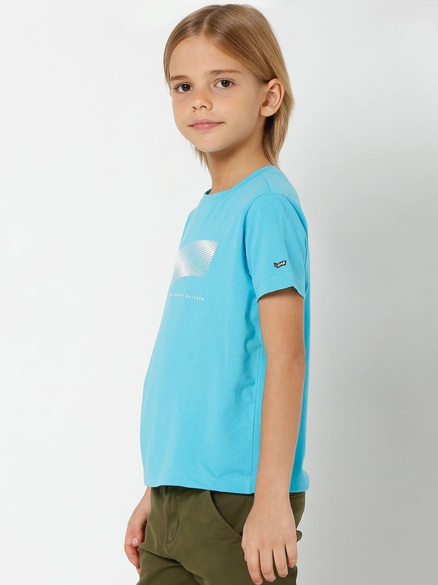 Gas Kids Blue Printed T-Shirt