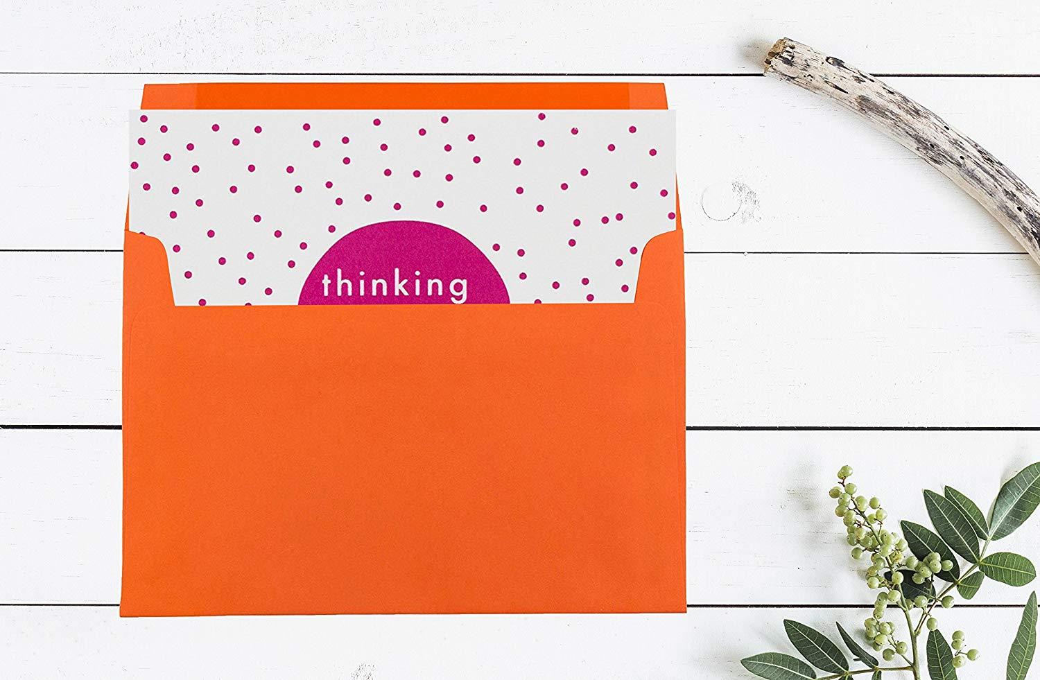 JAM PAPER A7 Colored Invitation Envelopes - 5 1/4 x 7 1/4 - Orange Recycled - 50/Pack