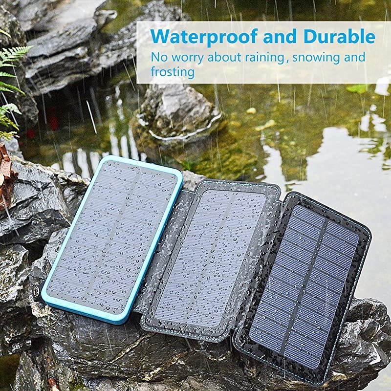 Solar Charger 24000mAh,  Portable Charger External Battery Pack with Dual USB Ports Waterproof Phone Charger for Smart Phones, Tablets and More