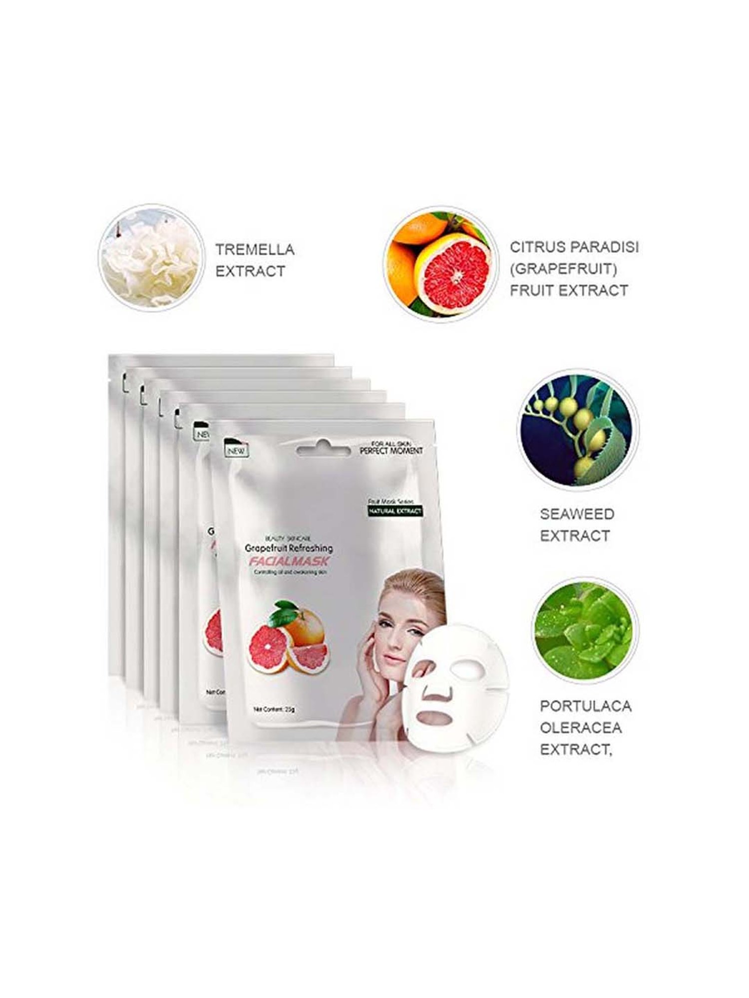 MONDSUB Grapefruit Refreshing Sheets Mask (Pack of 6) - 25 gm Each