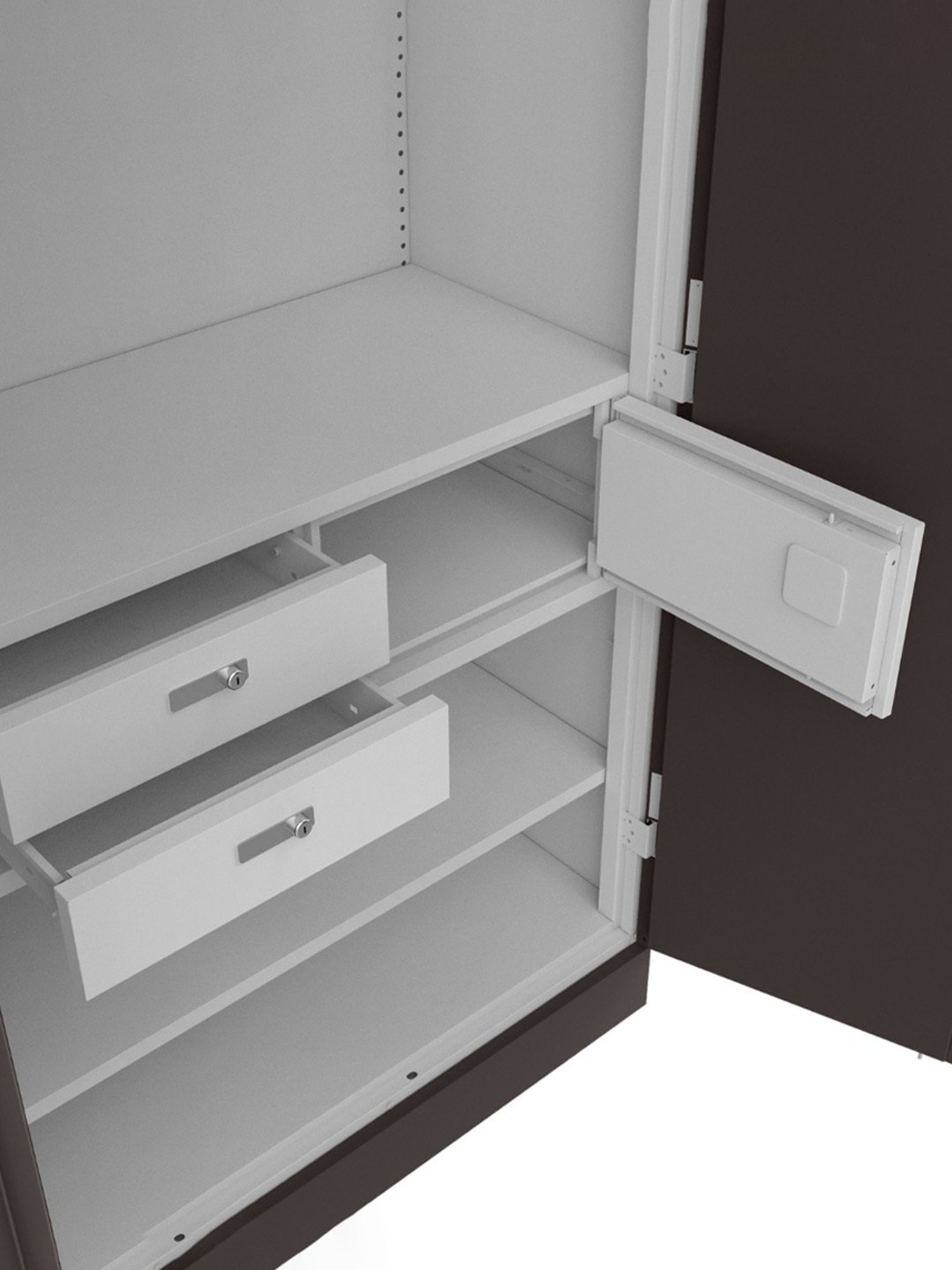 Godrej Interio Auraline Men Premium 2-Door Almirah, Brown (1-Year Warranty, 1 Locker, 2 Drawers)