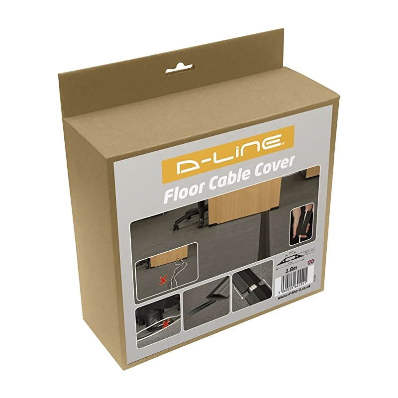 Floor Cord Cover Heavy Duty Cord Protector FC83B 6 Foot Linkable | Protect Cords and Prevent a Trip Hazard | Cable Cavity 1 316 W x 38 H | Black