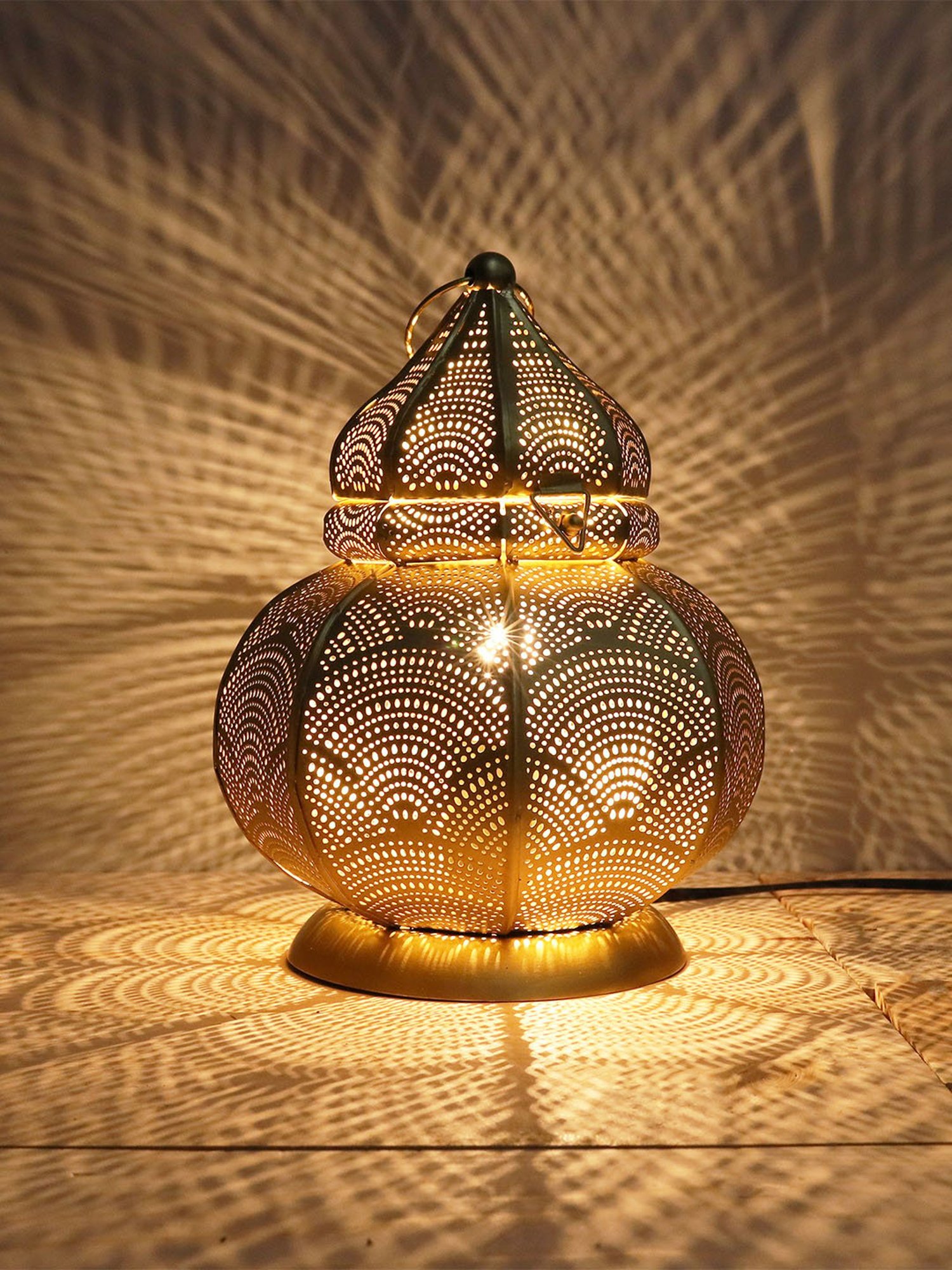 Homesake Turkish Moroccan Decorative Bronze Antique Bohemian Mosaic Table Lamp