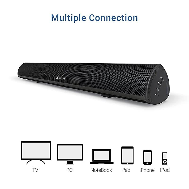 bar, Bestisan bar Wired and Wireless Bluetooth 5.0 Speaker for TV (28 Inches, Optical Cable Included, DSP, Bass Adjustable, Wall Mountable)