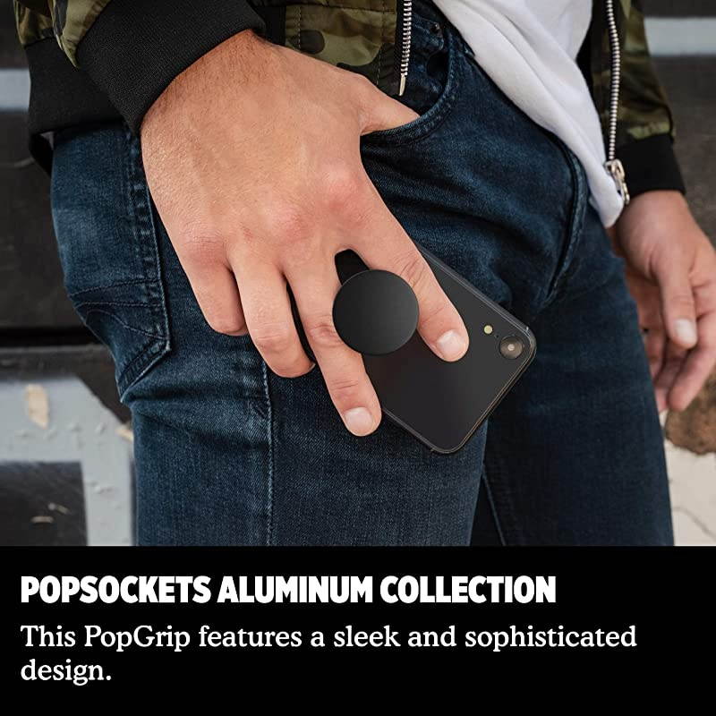 PopGrip with Swappable Top for Phones amp Tablets Aluminum Black