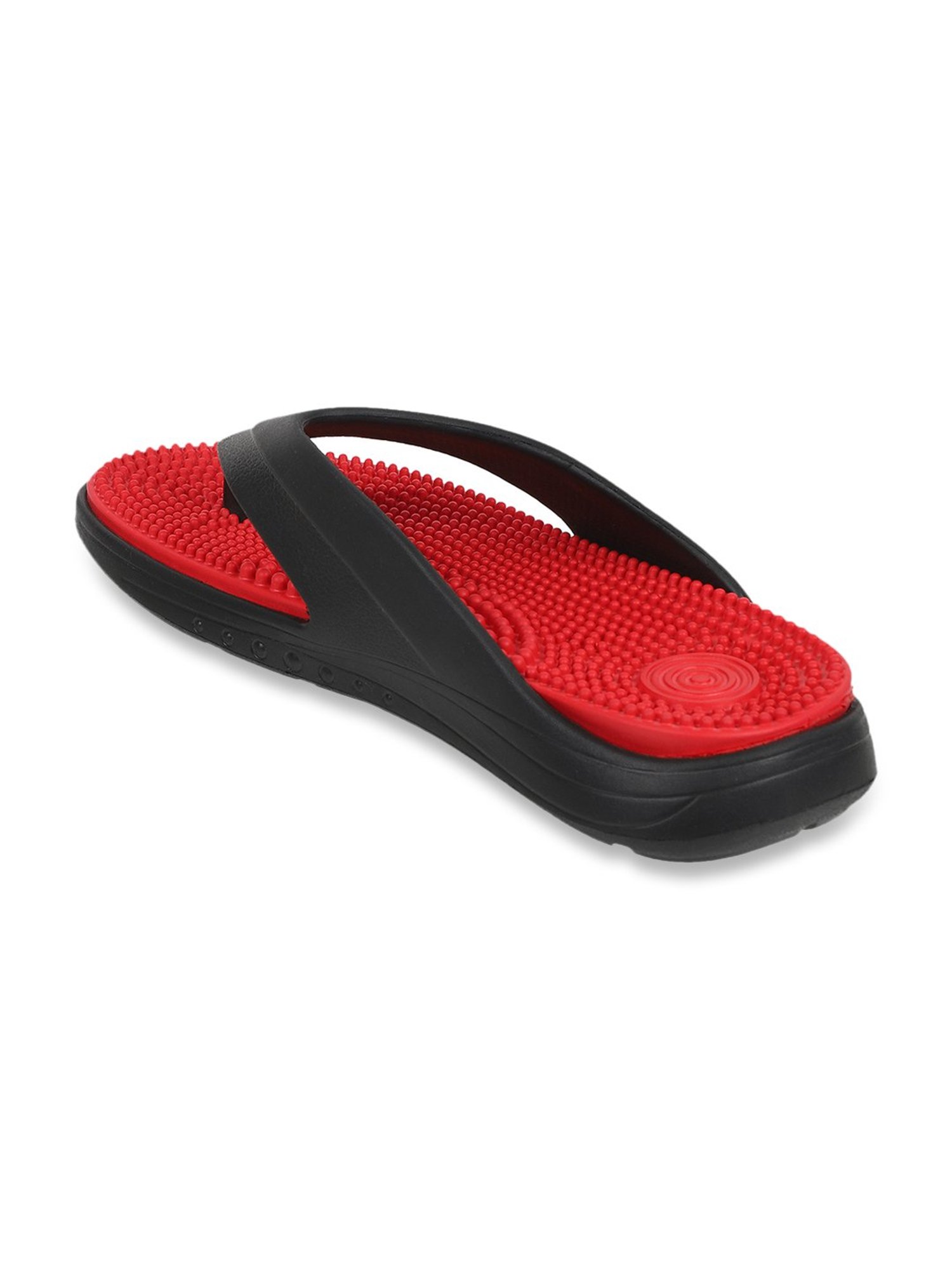 Carlton London Men's Jet Black & Red Flip Flops