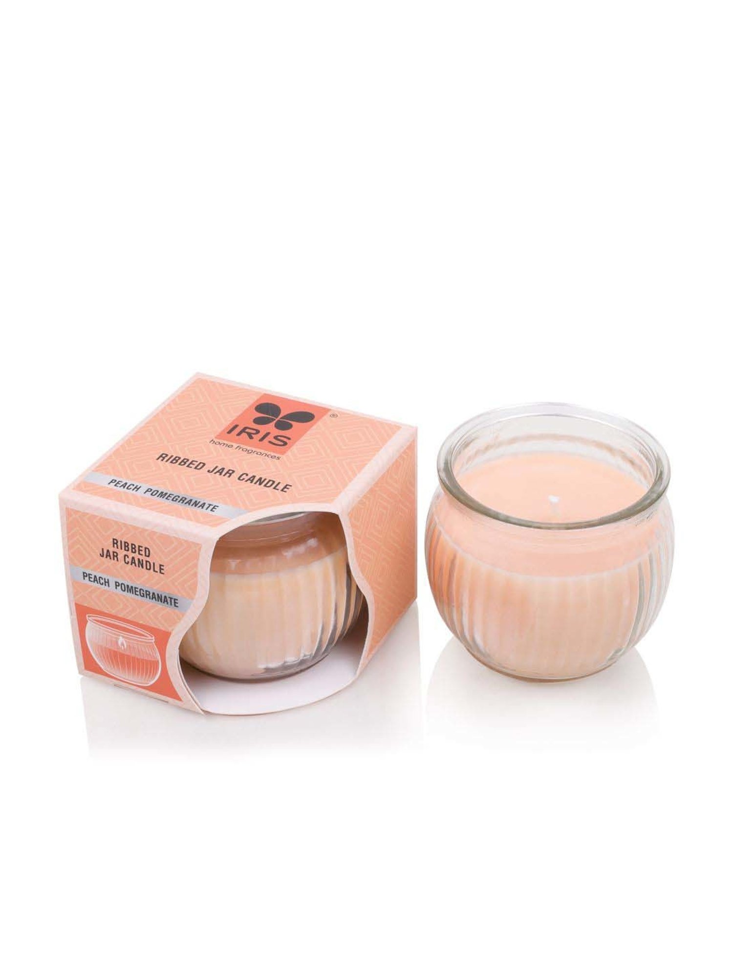 IRIS Peach Home Fragrances Peach Pomogranate Ribbed Jar Candle - Set of 3