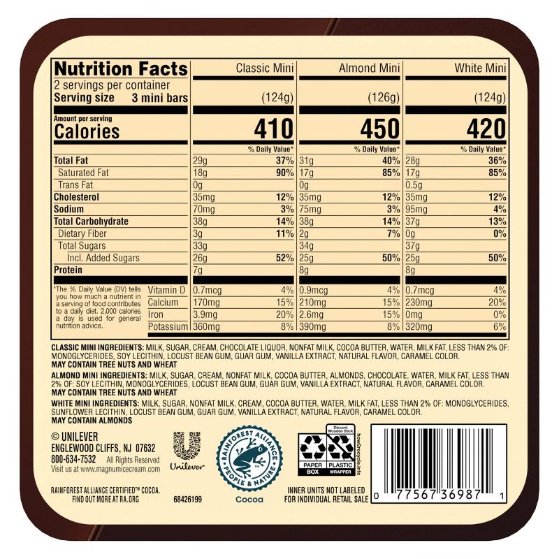 Magnum Classic/Almond/White Assorted Mini Ice Cream Bars- 6ct