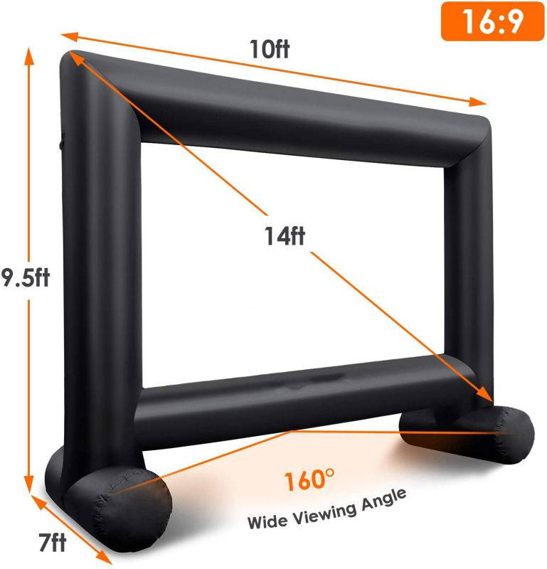 Jumbo 16 Feet Inflatable Outdoor and Indoor Theater Projector Screen - Includes Inflation Fan, Tie-Downs and Storage Bag - Supports Front and Rear Projection