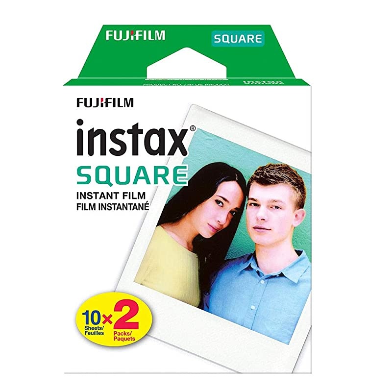 instax Square Instant Film + Hanging Photo Frames for Square Film Assorted Colors &ndash; Deluxe Accessory Bundle (20 Exposures)