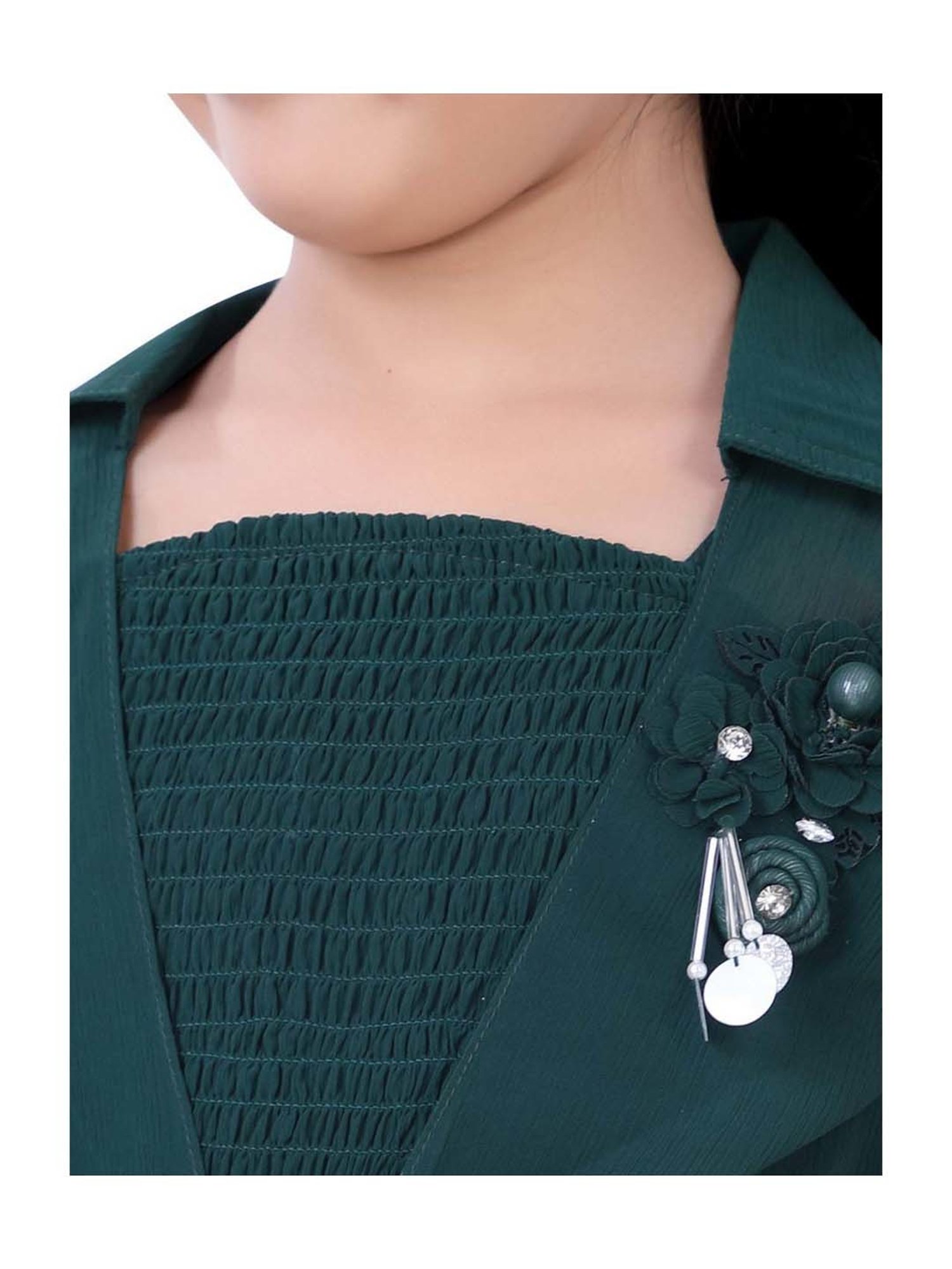 poplins Kids Teal Blue Cotton Regular Fit Jumpsuit