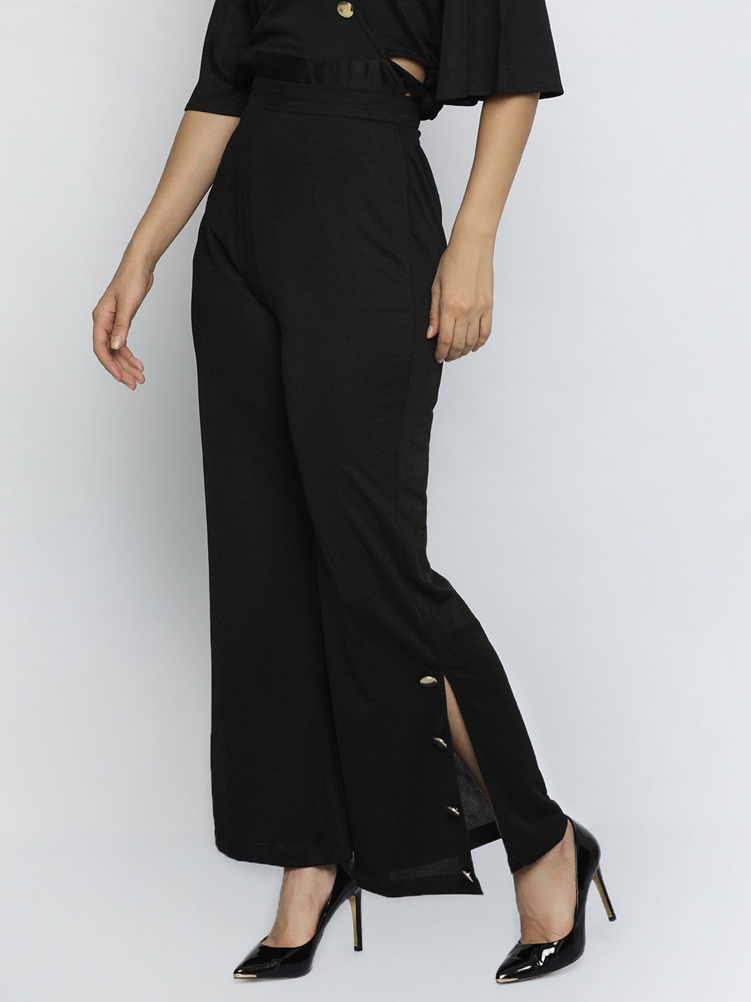 ISU Black Flat Front Trousers