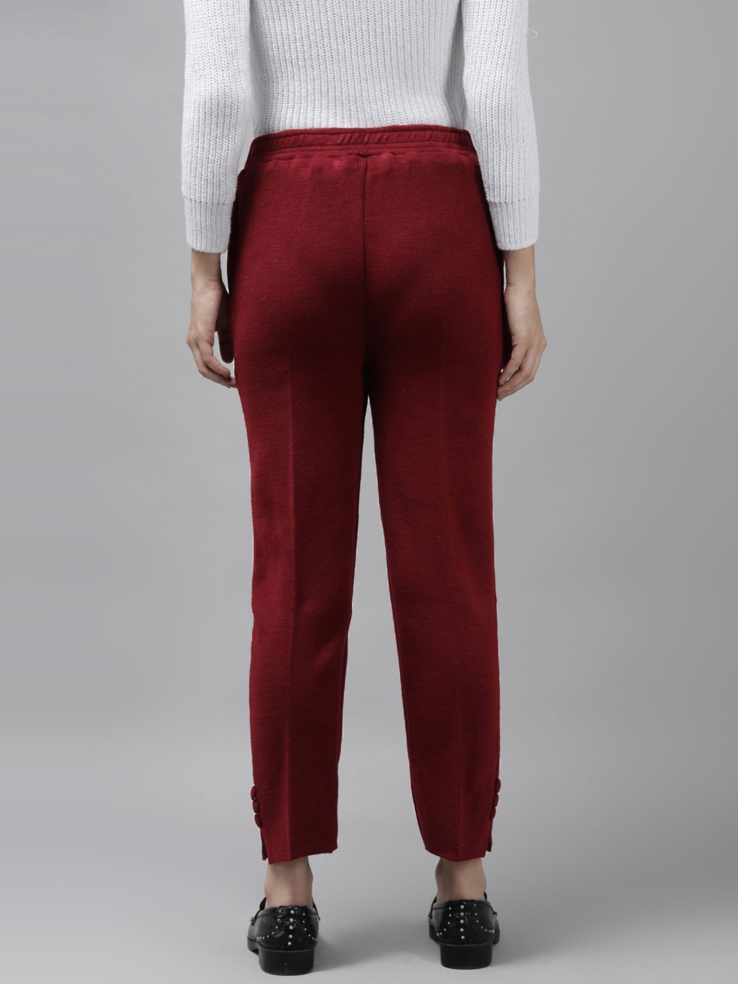 Cayman Maroon Mid Rise Trousers